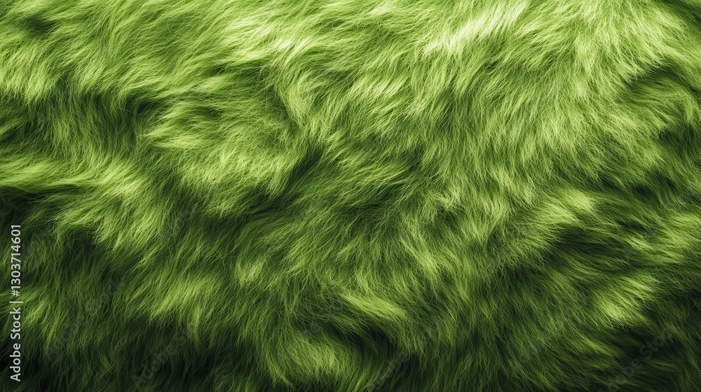 Obraz premium Close-up of lush, vibrant green fur texture. Ideal for backgrounds, textures, or designs needing a soft, natural feel.