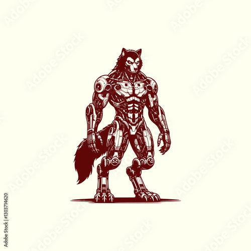 Cybernetic Werewolf Warrior Futuristic Hybrid Beast with Advanced Technology and Strength