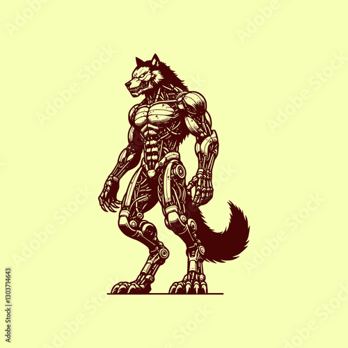 Cybernetic Werewolf Warrior Futuristic Hybrid Beast with Advanced Technology and Strength