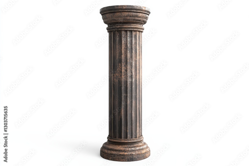 An ancient-style column stands tall against a plain backdrop, evoking historical grandeur and beauty isolated on transparent background An ancient-style column stands tall against a plain backdrop, evoking historical grandeur and beauty isolated on transparent background