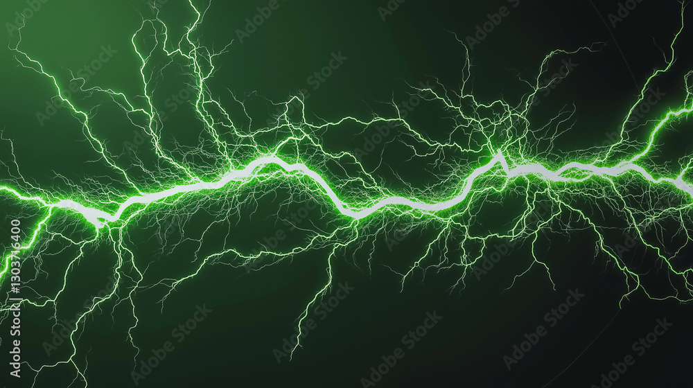 Fototapeta premium Energy green light, lightning, technological scientific background