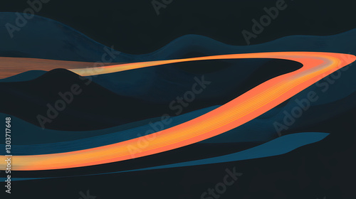 Neon trails of progress: a vibrant, abstract illustration of light trails streaking across a dark backdrop, symbolizing the journey towards innovation and success. Journey - Path. Illustration