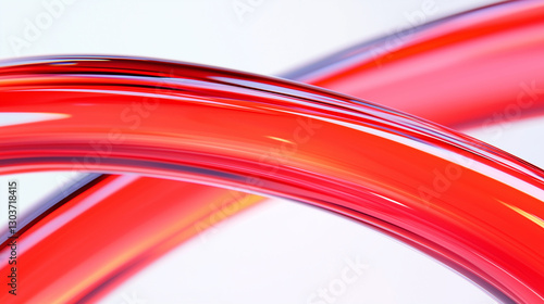 Abstract glossy red curved tubes