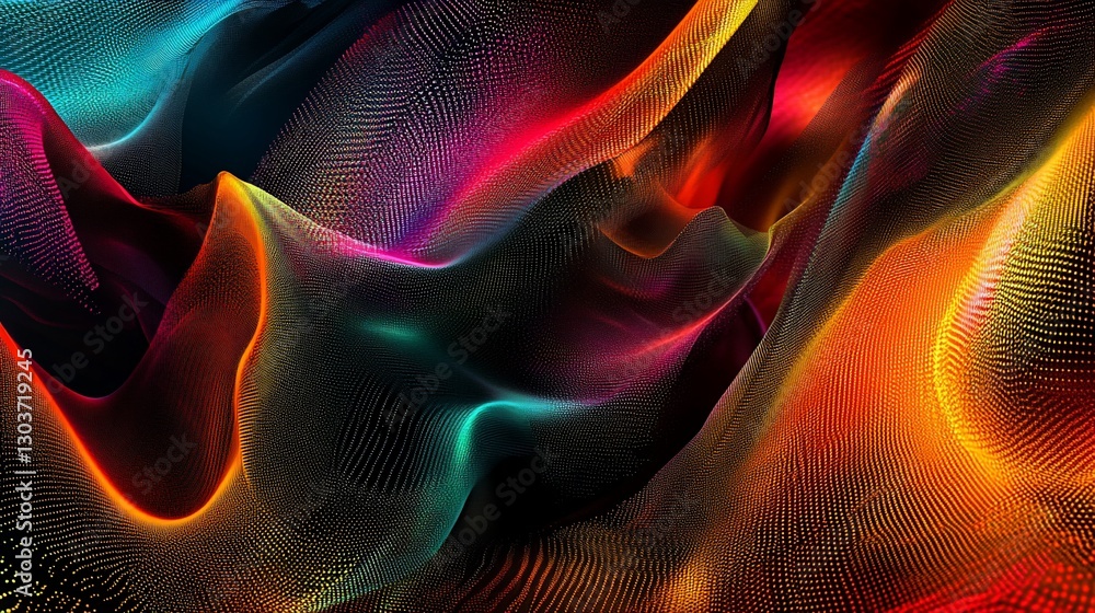 Fototapeta premium Abstract Colorful Wave Pattern: Vibrant Hues and Dynamic Forms