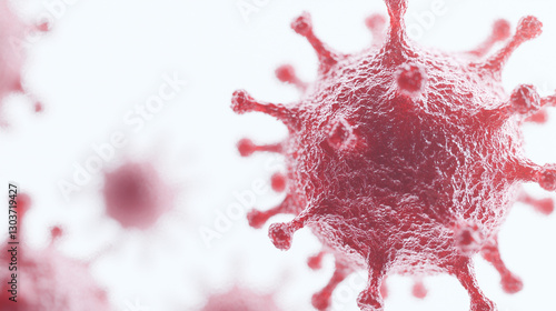 Close-up of virus particles in a microscope view