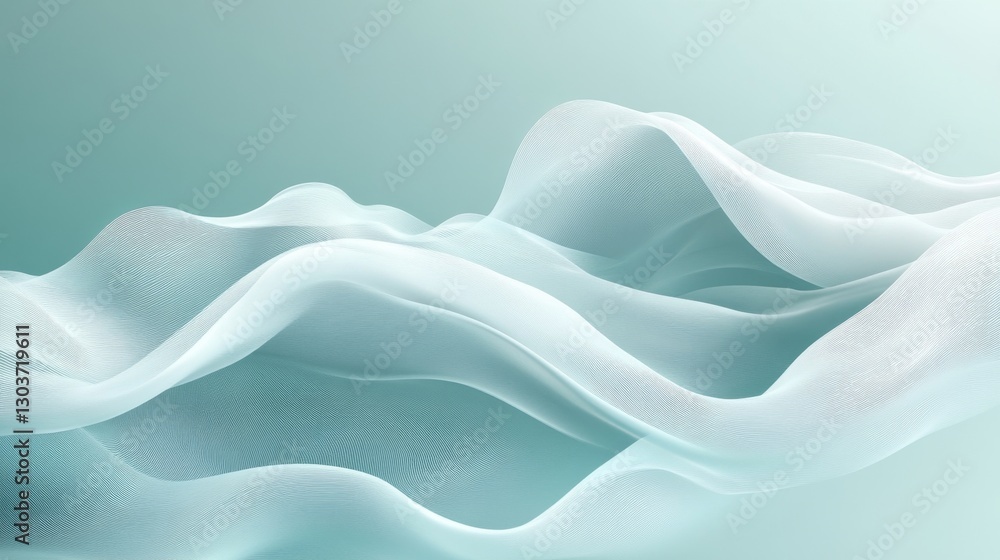 Abstract rendering of flowing white fabric with a light color gradient Abstract rendering of flowing white fabric with a light color gradient