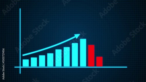 glow increase graph bar animation with isolated on green screen background