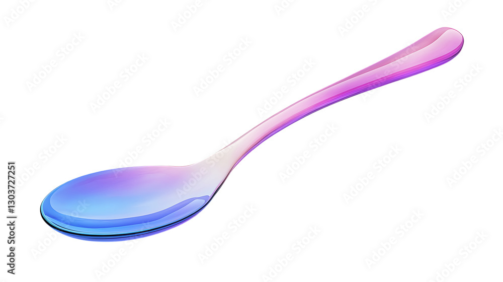 3D spoon featuring pastel gradient colors in blue, pink, and purple. The sleek and smooth design offers a modern and artistic dining tool. Isolated on transparent background. 3D spoon featuring pastel gradient colors in blue, pink, and purple. The sleek and smooth design offers a modern and artistic dining tool. Isolated on transparent background.