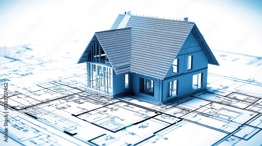 House blueprint 3D model architectural design House blueprint 3D model architectural design