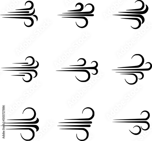 Wind blow icon, air breeze symbol
