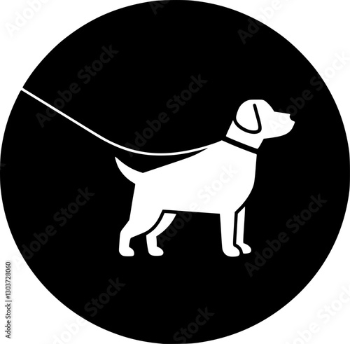 Dog on leash vector icon
