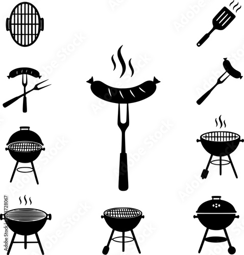 Grill bbq vector icon set
