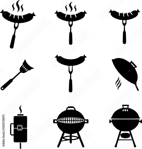 Grill bbq vector icon set
