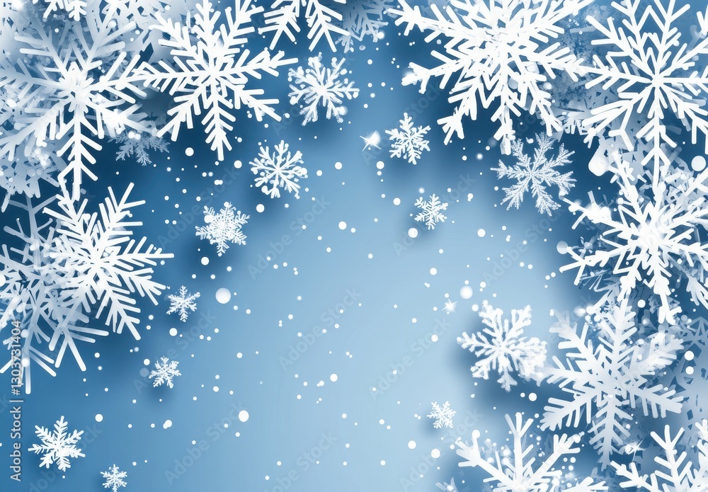 Beautiful Snowflakes Falling Against a Soft Blue Background in a Winter Wonderland Setting with an Elegant and Serene Aesthetic Beautiful Snowflakes Falling Against a Soft Blue Background in a Winter Wonderland Setting with an Elegant and Serene Aesthetic