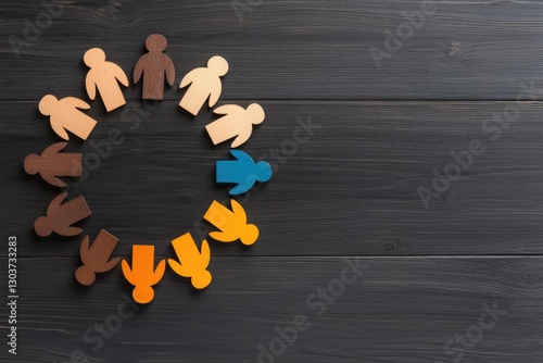 Colorful paper cutouts of people forming a circle on a dark background, symbolizing unity and diversity in the community.