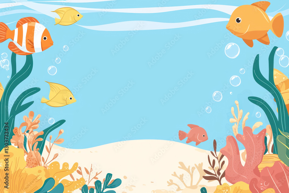 A Colorful marine animals swim in vibrant underwater scene with coral A Colorful marine animals swim in vibrant underwater scene with coral