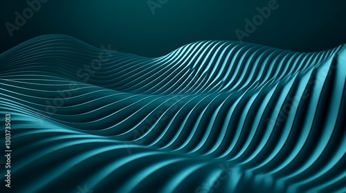 Abstract teal wavy lines digital art background