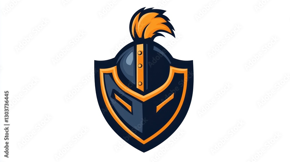 Fototapeta premium Knight's shield and helmet, emblem design, logo concept, for game or fantasy theme
