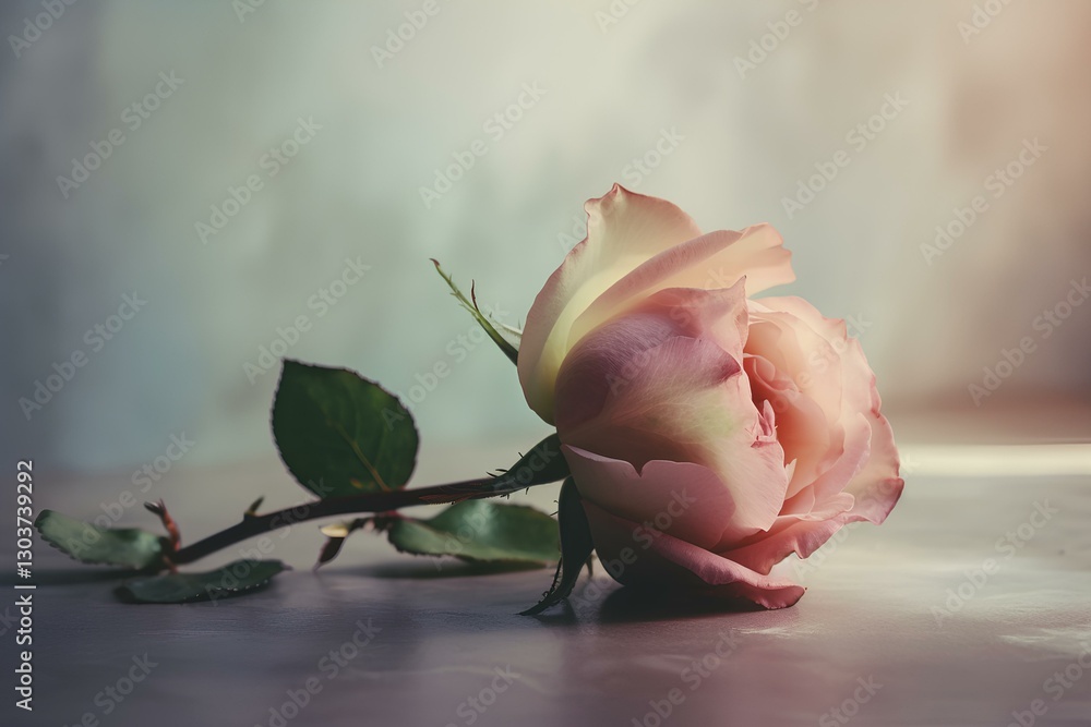 Fototapeta premium pink rose on wooden background