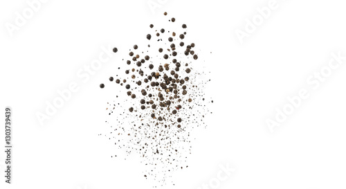 Fototapeta Naklejka Na Ścianę i Meble -  PNG, Black ground pepper scattered, spice flying, cutout