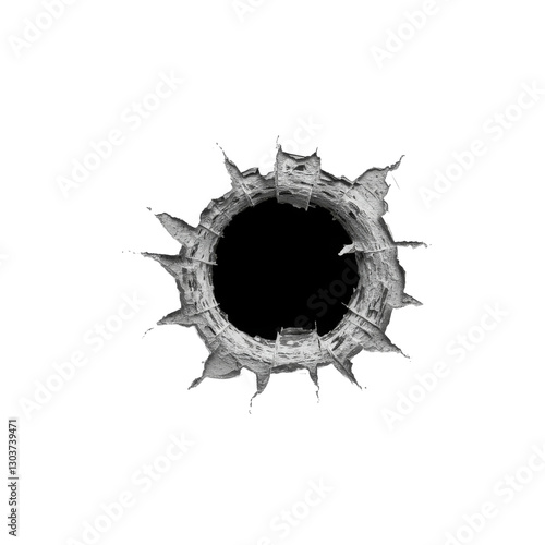 shot mark, surface damage, puncture, broken, shattered, jagged edges, hole, weapon, bullet impact,