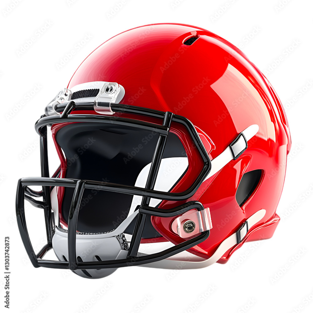 Fototapeta premium Red and Black American Football Helmet Sport Safety Equipment Game Day
