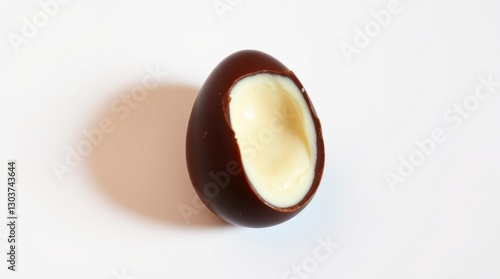 Chocolate Egg with Creamy Filling on White Background
