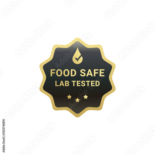 Food safe label stamp vector isolated. Simple lab tested label for product packaging. Best lab tested sign for food or health product packaging design element.