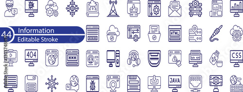 Information Line Editable Icons set. Vector illustration in thin line modern style of manual related icons. book, support, guide reading, info center, and more.