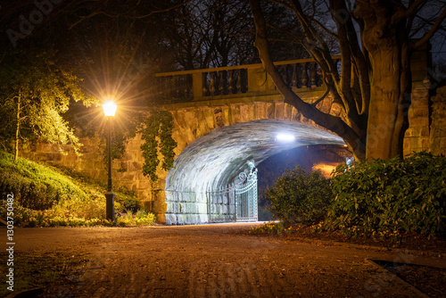 Avenham Park in Preston, Lancashire Illuminated at Night 