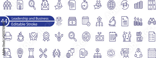 Leadership Line Editable Icons set. Vector illustration in modern thin line style of management icons . leader, delegation, control, responsibility, and more.