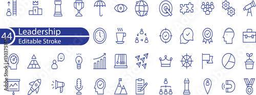 Leadership Line Editable Icons set. Vector illustration in modern thin line style of management icons .  leader, delegation, control, responsibility, and more.
