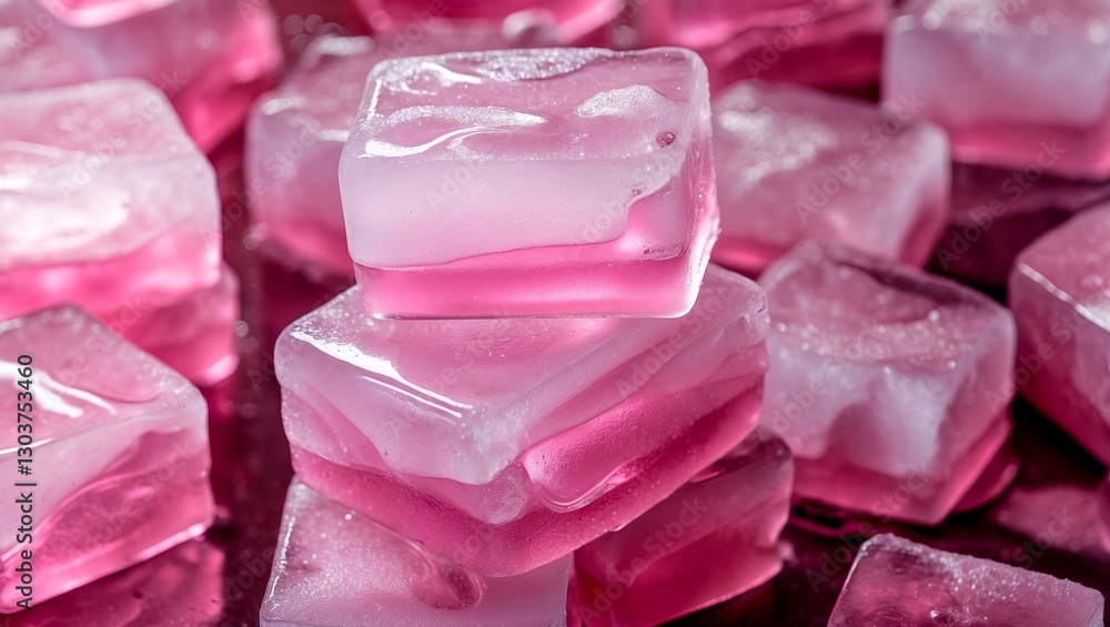 Stacked pink ice cubes evoking fresh coolness Stacked pink ice cubes evoking fresh coolness
