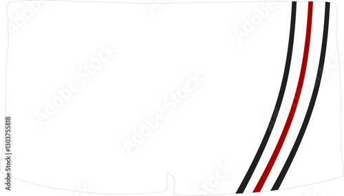 Men’s White Swim Briefs with Minimalist Black and Red Stripes