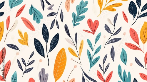 Discover elegant floral patterns with handdrawn leaves, exuding modern minimalism in a chic linear style.