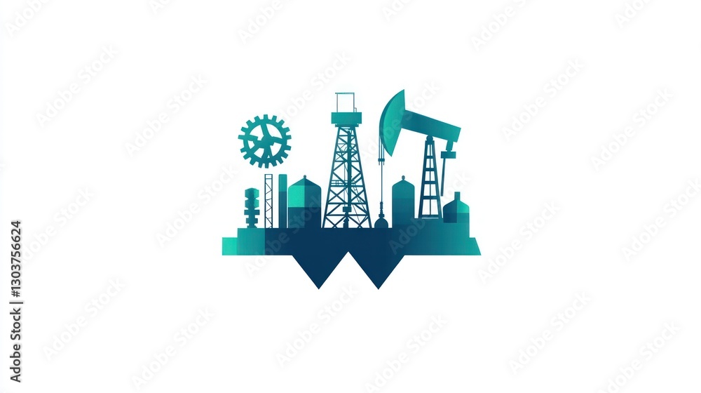 Fototapeta premium Oil Industry Silhouette Illustration for Background Use