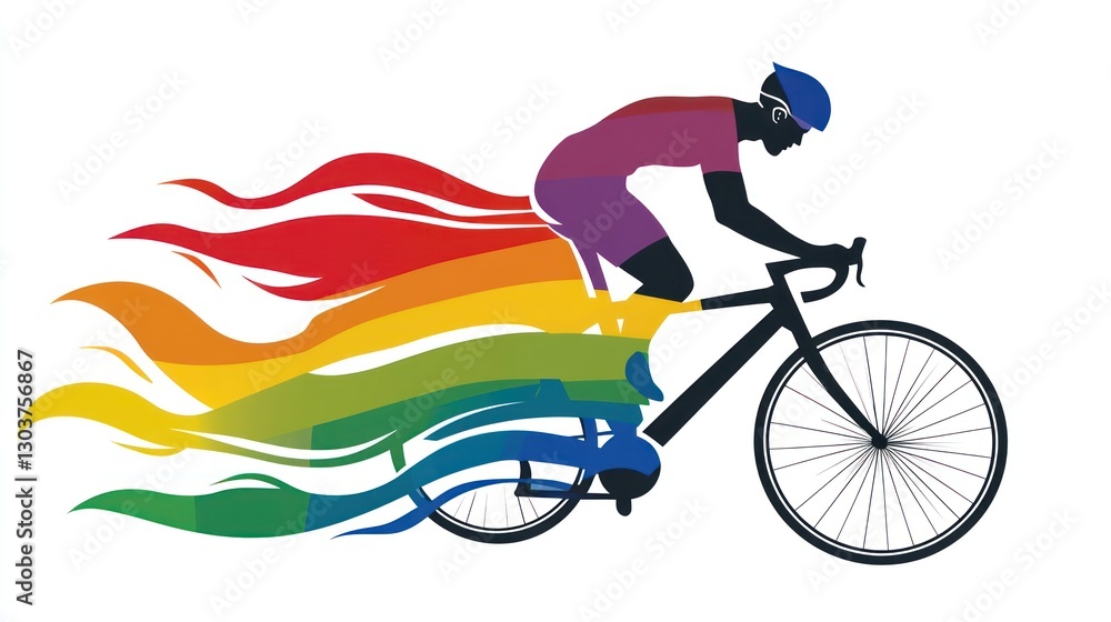 Fototapeta premium Pride cyclist racing, abstract design, vibrant colors