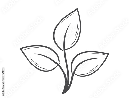 Plant sprout with three stems line illustration. Spring, planting and nature design element. Isolated vector image