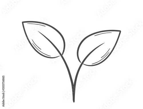 Plant sprout with two stems line illustration. Spring, planting and nature design element. Isolated vector image
