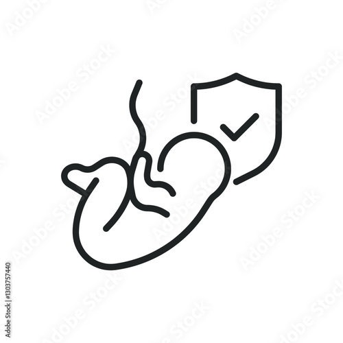 Pregnant protection thin line icons. Editable stroke and Perfect pixel on transparent background
