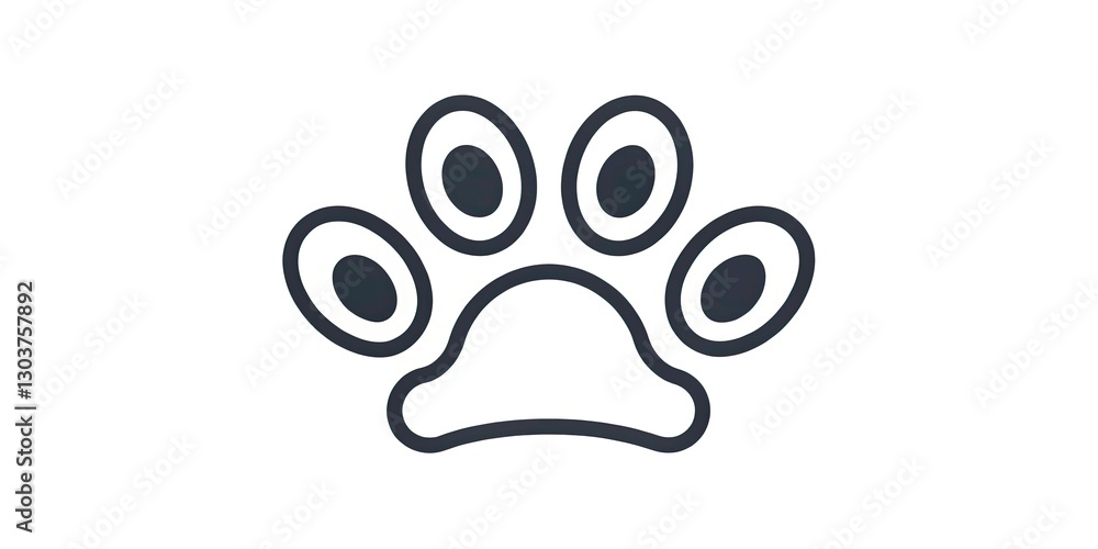 Obraz premium Editable Pet Paw Icon with Stroke Outline, Isolated on White Background, Vector Illustration in Rule of Thirds, Perfect for Pet Care, Animal Lovers, and Graphic Design Projects