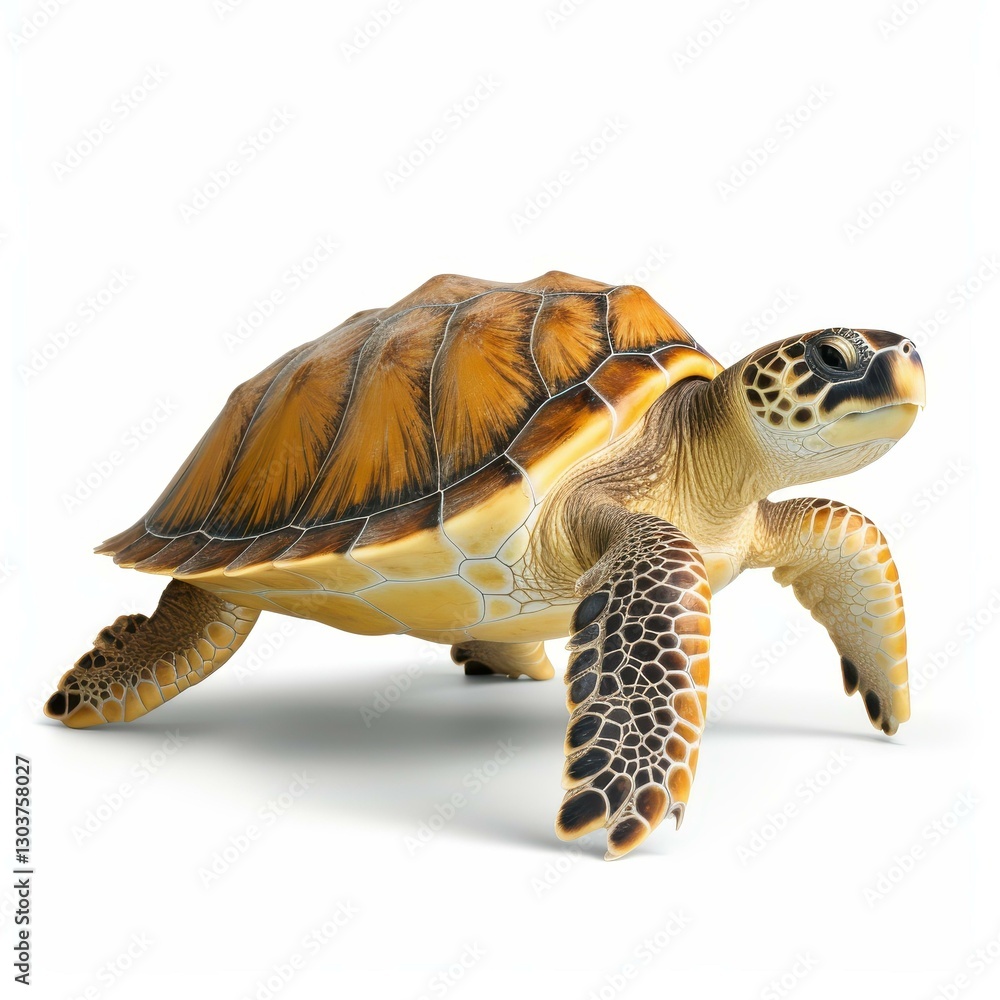 Fototapeta premium A vibrant di cut of a turtle, detailed and isolated on a clean white background, perfect for seathemed designs.