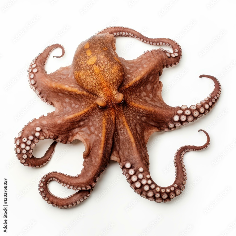 Obraz premium A detailed and vibrant diecut octopus design isolated against a clean white backdrop for striking visual appeal.