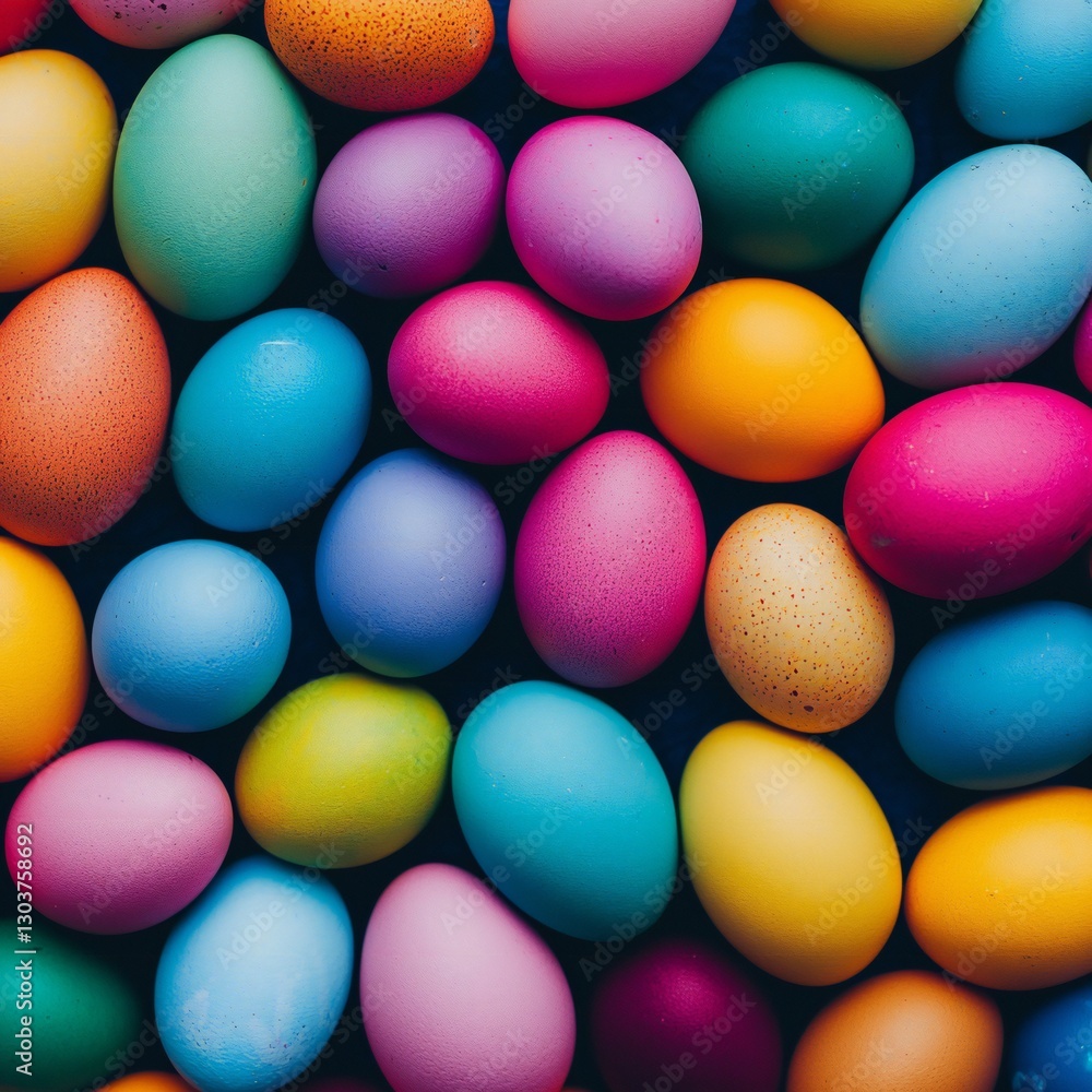 Easter Holiday, Easter Concept, Vibrant Collection of Colorful Easter Eggs Painted in Various Bright Hues for Spring Holiday Easter Holiday, Easter Concept, Vibrant Collection of Colorful Easter Eggs Painted in Various Bright Hues for Spring Holiday