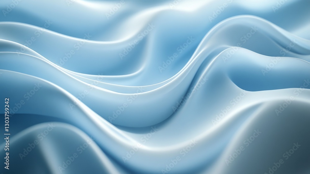 Obraz premium Smooth flowing waves of light blue appear in a close up view
