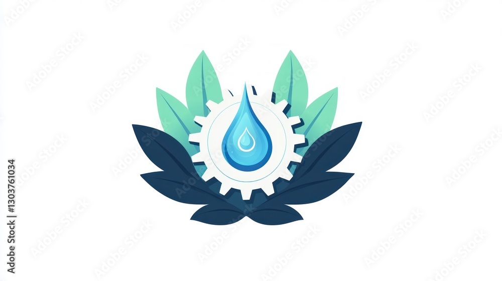 Obraz premium Sustainable water management logo, eco-friendly water conservation, modern graphic design