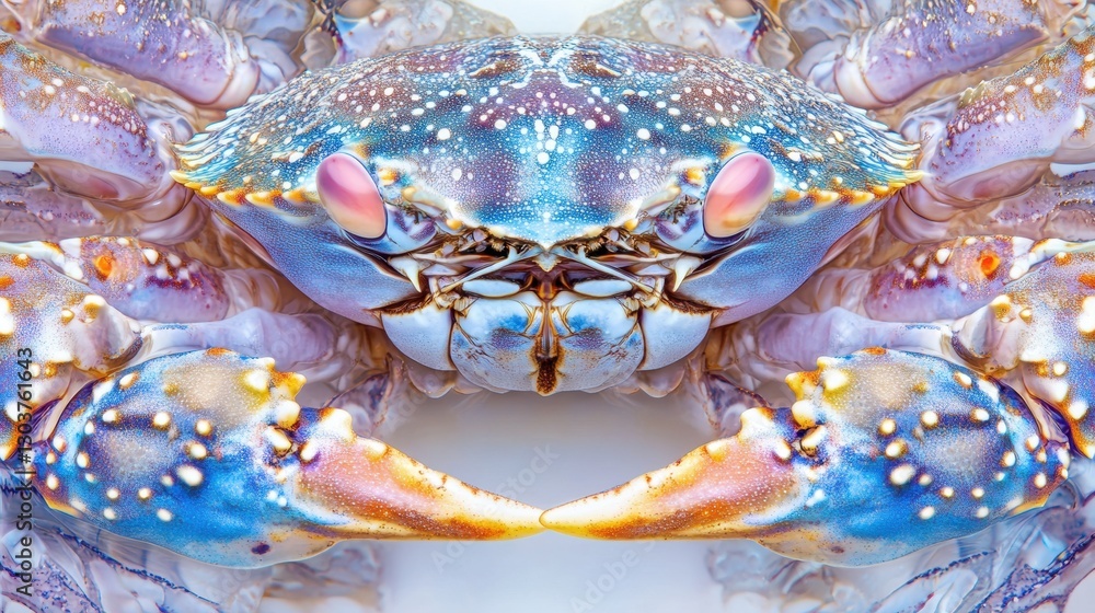 Macro photography of a blue crab capturing coastal marine environment beauty Macro photography of a blue crab capturing coastal marine environment beauty