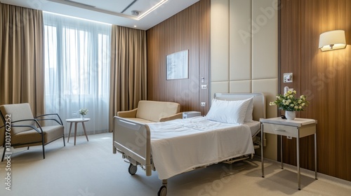 Modern Hospital Room Interior, Clean and Comfortable photo