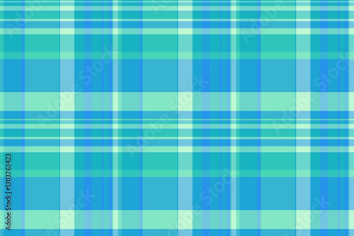 Outline check vector textile, ribbon texture tartan background. Frame fabric plaid seamless pattern in cyan and teal colors.