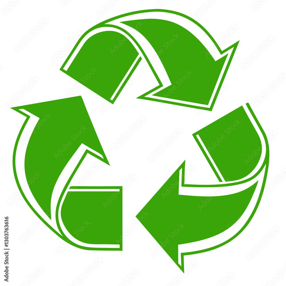 Fototapeta premium Eco-friendly recycling symbol vector icon in vibrant green, promoting sustainability and environmental awareness.